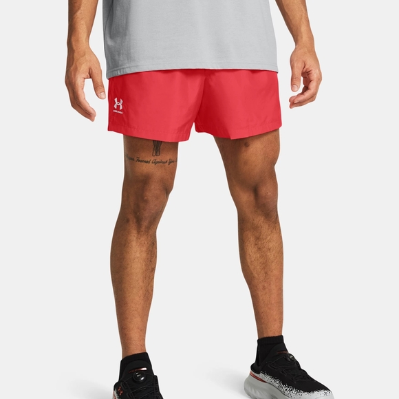 NWT Under Armour Men's Essential Icon Volley Red Loose Athletic Beach Shorts | S - Picture 7 of 10